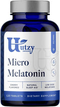 Utzy Naturals Micro Melatonin | Low Dose Melatonin 250mcg | with Natural Cherry | Safe for Kids | Made in The USA | 120 Tablets