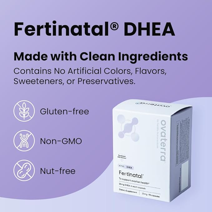 Micronized DHEA Female Natural Plant-Based Fertility Supplement 90-25mg Capsules - 28 Day Supply