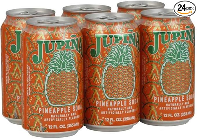 4 Set - Jupina Pineapple Soda 12 oz. Case of 6 Cans