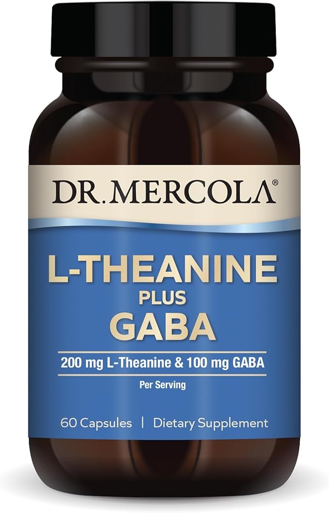 Dr. Mercola L-Theanine Plus GABA 60 Capsules Non-GMO Gluten Free Soy Free