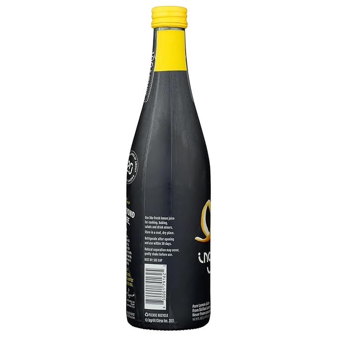 Ingrilli 100% Organic Lemon Juice 16.9 Fl Oz Glass Bottle (Pack of 3)