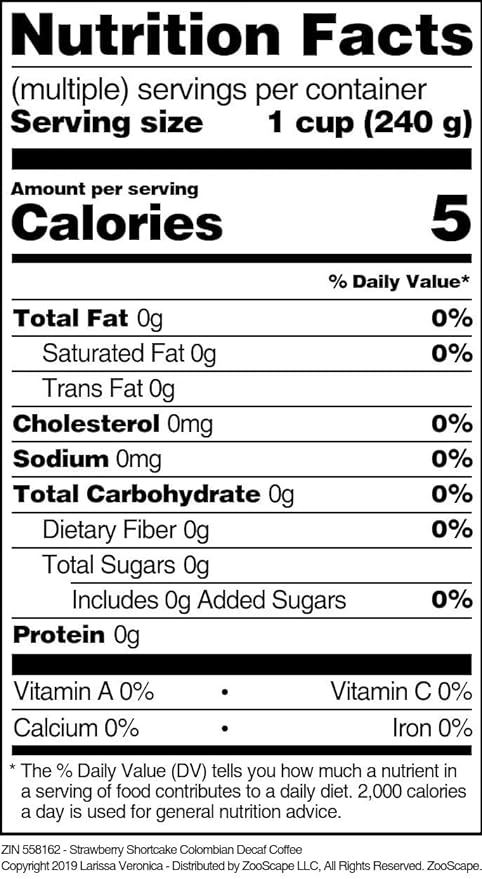 Strawberry Shortcake Colombian Decaf Coffee (Gourmet Naturally Flavored Whole Coffee Beans) (8 oz ZIN: 558162) - 2 Pack