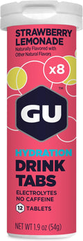 GU Energy Hydration Electrolyte Drink Tablets Enhanced Endurance Sports Drink for Running Cycling Triathlon Strawberry Lemonade 8-Count (96 Servings)