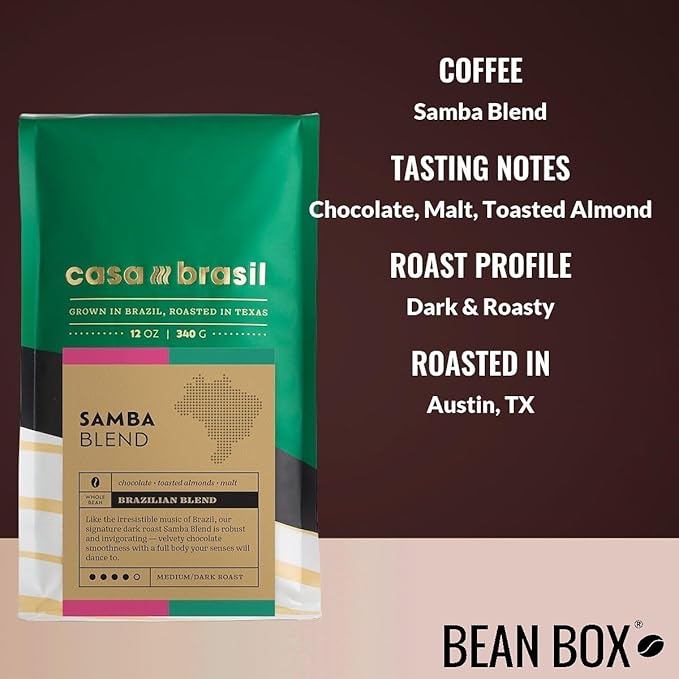 Bean Box Coffee Sampler - Roasted by Casa Brasil 4-Pack Whole Bean Coffee Gourmet Coffee