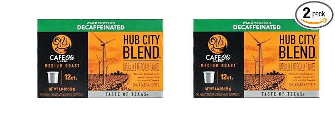 Cafe Ole HEB Single Serve Coffee Pods 12 count - 2 boxes (Hub City Blend Decaf)
