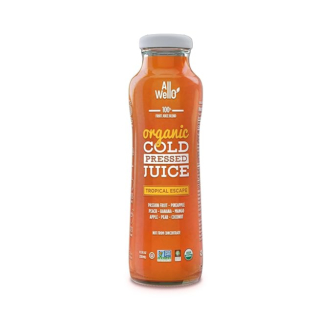 AllWellO Organic Cold Pressed Juice Drinks with Real Fruits and Vegetables Gluten Free Non-GMO Healthy Juices No Preservatives No Sugar Added (Variety Pack 12 Pack)