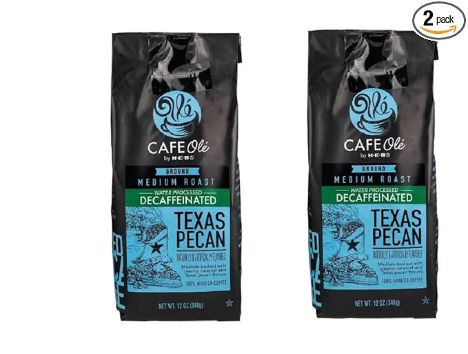 Cafe Ole HEB Ground Coffee 12oz - 2 bags (Decaf Texas Pecan)