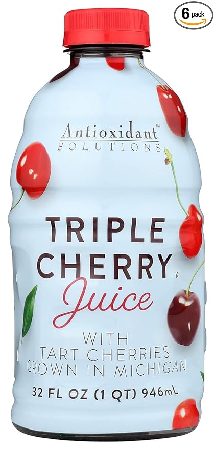 Antioxidant Solutions 100% Triple Cherry Juice - No Added Sugar - High in Antioxidants - 32 fl oz Bottles (6-Pack)