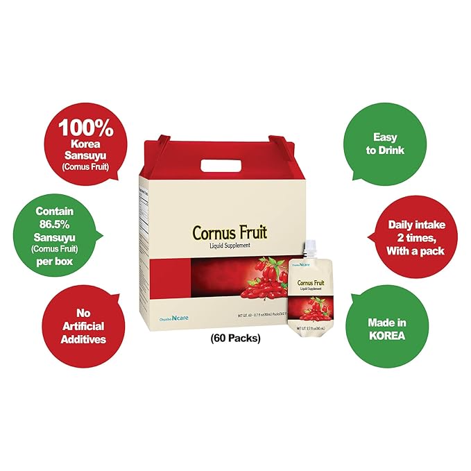 Chunho N'Care Cornus Fruit Juice Help men get healthier boost immune system (60 pack)