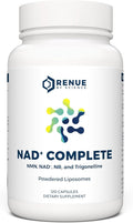 RENUE by SCIENCE NAD+ Complete | 120 Liposomal NAD Supplement Capsules with NMN NR &amp Trigonelline - 310mg NMN &amp 160mg NAD per Serving | Bioavailable Formula for Increased Absorption | Made in