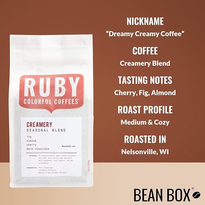 Creamery Blend - Roasted by Ruby Coffee Roasters - Whole Bean Coffee - 12 Ounce Bag