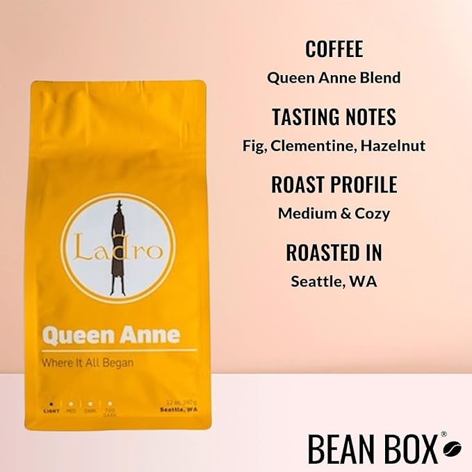 Queen Anne Blend - Roasted by Ladro Roasting - Whole Bean Coffee - 12 Ounce Bag