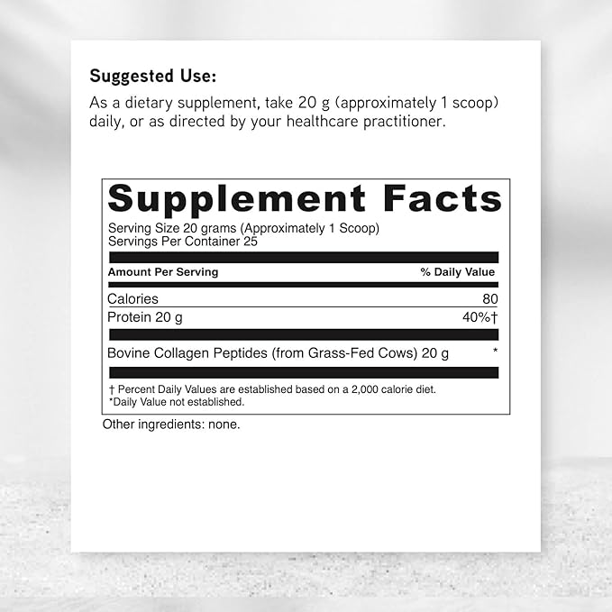 DAVINCI Laboratories Collagen Peptides - Pure Hydrolyzed Bovine Collagen Protein Powder - Gluten-Free Non-GMO Supplement for Bone Joint Skin &amp Gut Health - Unflavored - 500 g (25 Servings)