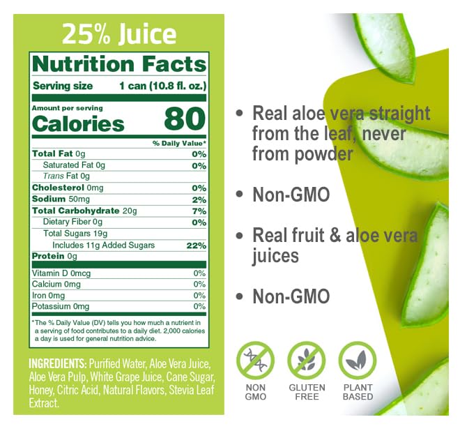 ALO Drink |ALO Exposed Aloe Vera Juice Drink | Original Flavor with Honey | 12 Pack | 10.8 FL OZ (320mL) Cans