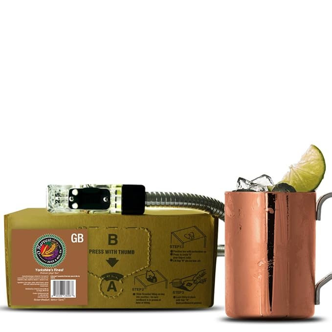 Bar Beverages Yorkshire's Finest Craft Ginger Beer (1 Gallon Bag-in-Box Syrup Concentrate) - Box Pours 6 Gallons of Ginger Beer - Use with Bar Gun Soda Fountain or Home Beverage System
