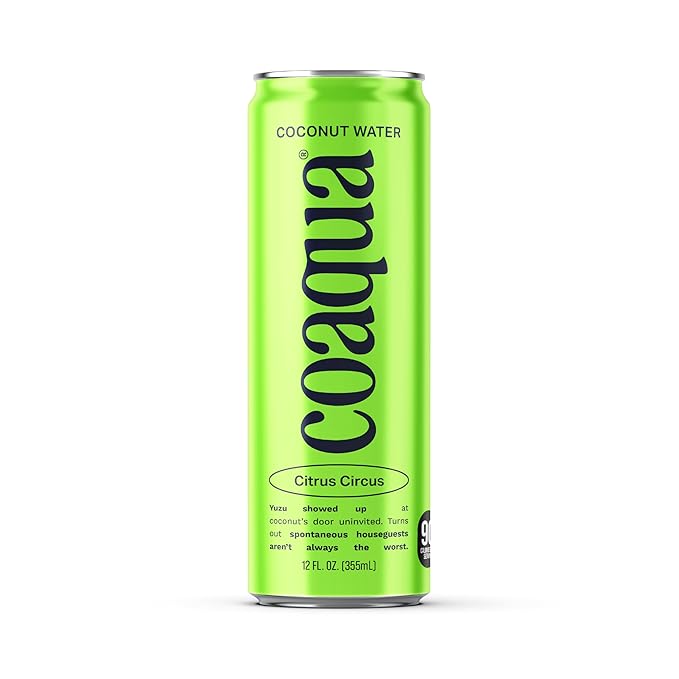 Coaqua Citrus Circus Coconut Water 12 Pack Citrus Blend Electrolyte Drink from Real Yuzu Juice Naturally Zesty Hydration for Everyday Refreshment 12 Fl Oz Cans