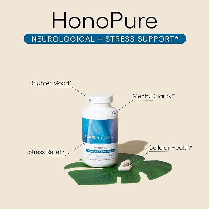 EcoNugenics HonoPure Magnolia Bark Extract – 98% Pure Honokiol Supplement Helps with Brain Function Sleep Aid Stress Relief &amp Overall Mood – Nootropic with GABA &amp Antioxidant Support – 30 Ca