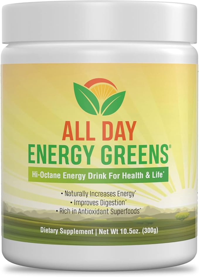 IVL - All Day Energy Greens - Supplement Powder Mix Drink Greens Powder Superfood - Super Greens Blend for Optimal Nutrition Energy &amp Digestion Green Juice Superfood Boost
