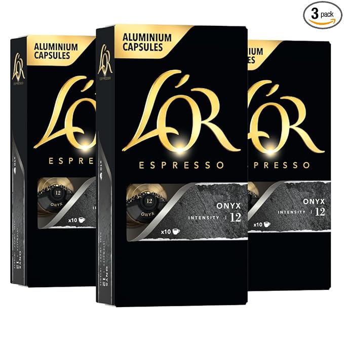 L'OR Espresso Capsules 30 Count Onyx Single-Serve Aluminum Coffee Capsules Compatible with the L'OR BARISTA System &amp *Nespresso Original Machines 30 Count (Pack of 3)