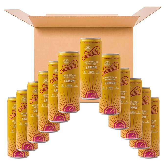 Sarilla Nonalcoholic Lemon Tea Spritzer – Lightly Sparkling Real Brewed Organic Black Tea with a Zesty Citrus Finish Low Calorie 12-Pack