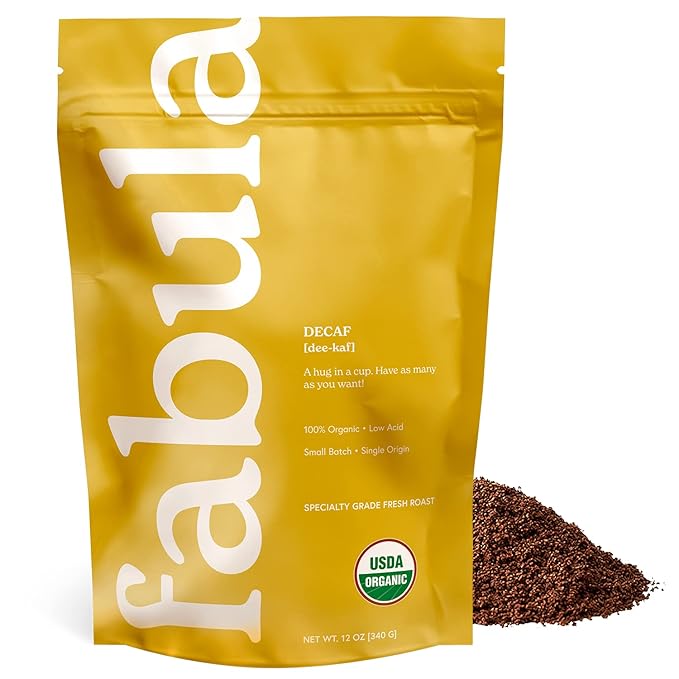 Fabula Organic Coffee Freshly Grounded - Medium and Decaf Dark Roast - 2 Bag Bundle