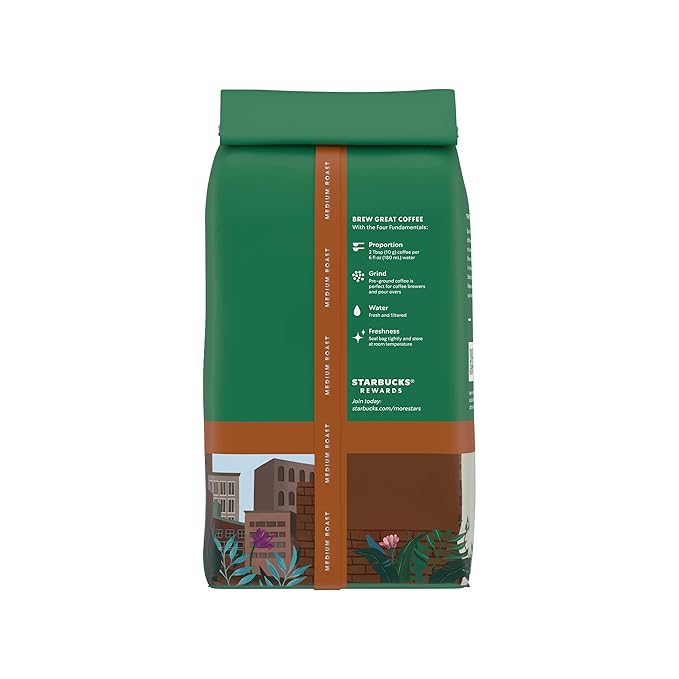 Starbucks Ground Coffee Medium Roast Hot or Iced Coffee Decaf Pike Place Roast Six 12 oz Bags