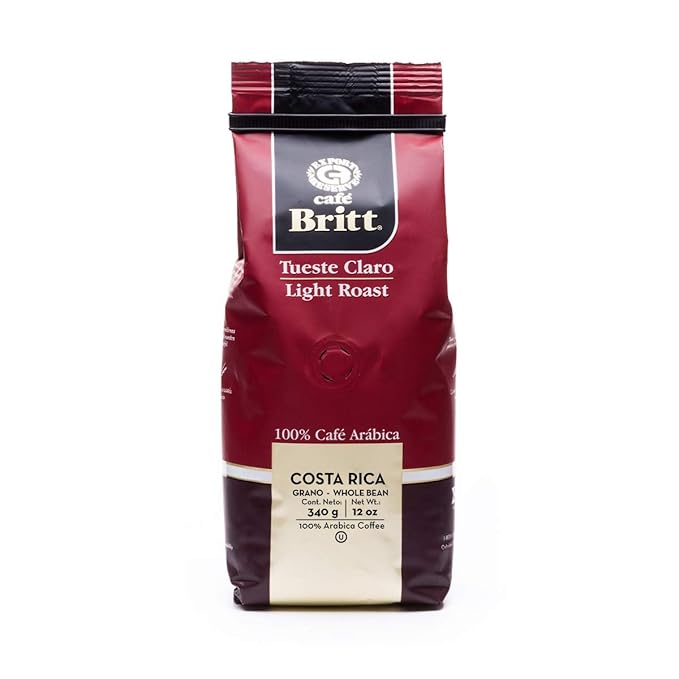 Café Britt® - Costa Rican Light Roast Coffee (12 oz.) (3-Pack) - Whole Bean Arabica Coffee Kosher Gluten Free 100% Gourmet &amp Light Roast