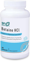 Klaire Labs SFI Health Betaine HCl 648mg - Hypoallergenic Betaine Supplement to Support Digestion &amp Nutrient Absorption - Gluten-Free Corn-Free (100 Capsules)