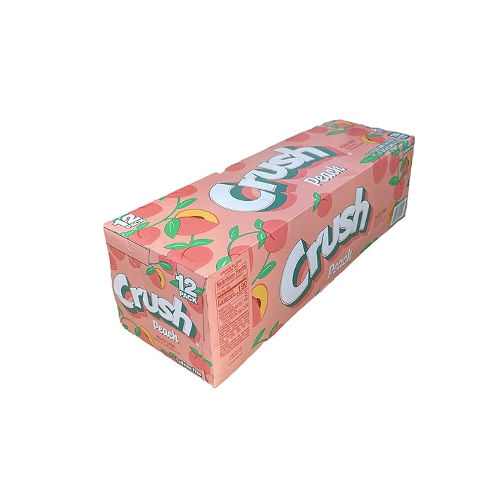 Crush Soda Munchie Box Reserve - Stocked for your Pleasure - Cans or Bottles (Peach Pack of (12) 12 Oz Cans)