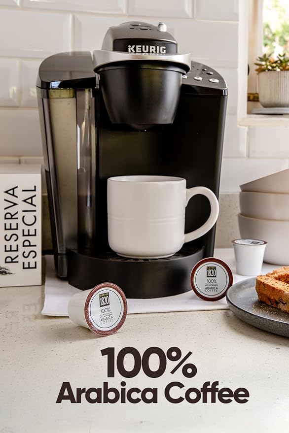 Café 1820 Special Reserve Ground Coffee Cups Premium Costa Rican Blend 100% Arabica Medium/Dark Roast Compatible with Keurig Machines 48 Pods