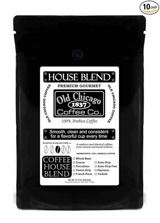 Case of 10 House Blend Coffee Medium Roast Zip Closure Bags