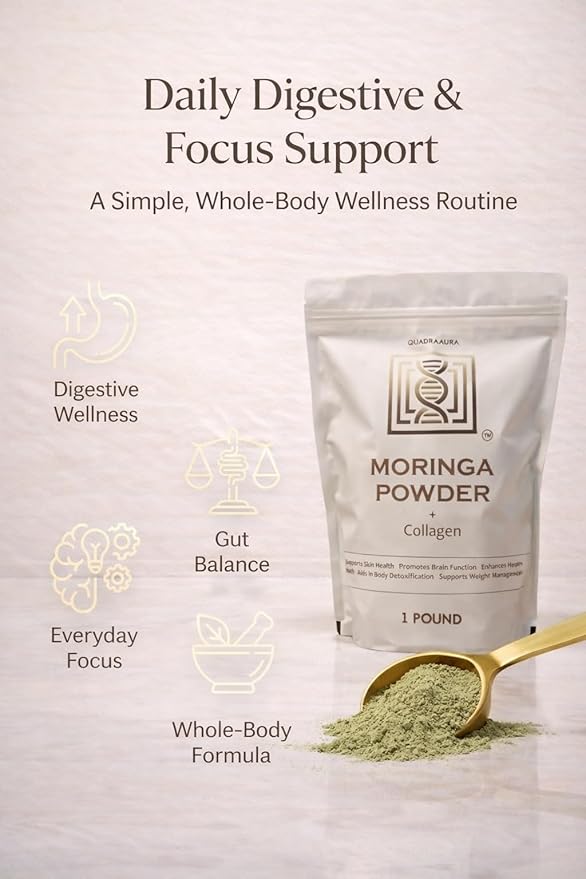 Moringa + Collagen Powder - Premium Superfood Blend for Skin Hair &amp Gut Health - 60-Day Supply
