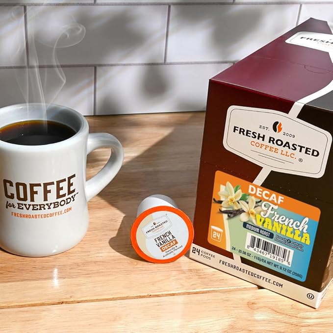 Fresh Roasted Coffee Decaf French Vanilla Flavored Coffee Pods 72 Count