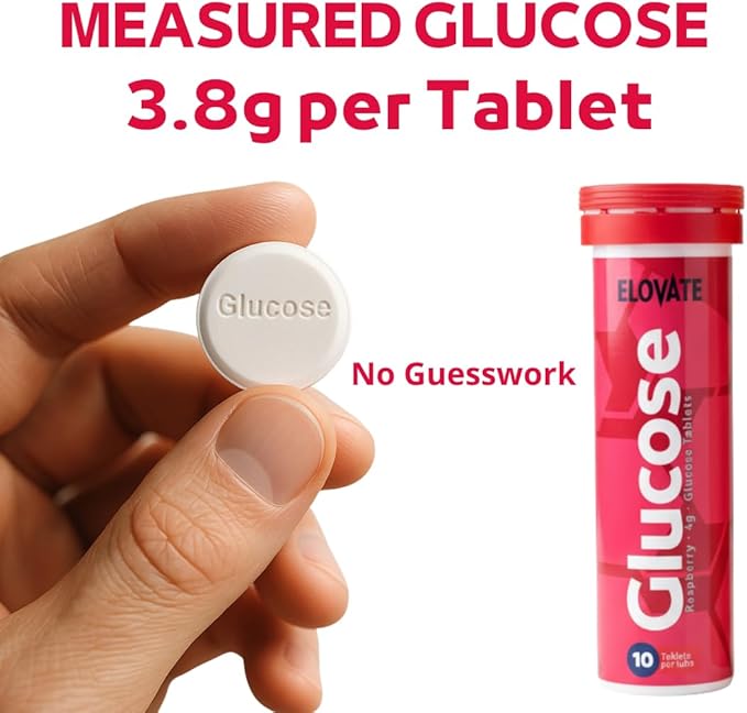 ELOVATE Fast Acting Glucose Tablets Peach &amp Raspberry Variety – Raise Low Blood Sugar 15g Per Serving Chewable Gluten Free – 8 Tubes (80 Count Multiflavor)