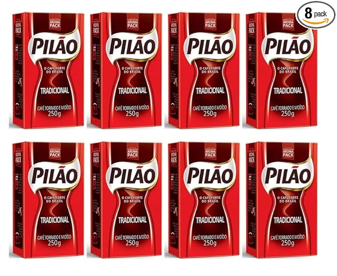 Coffee Rost and Ground - Café Torrado e Moído- Pilao 8.8oz. 250g - GLUTEN-FREE - PACK OF 08