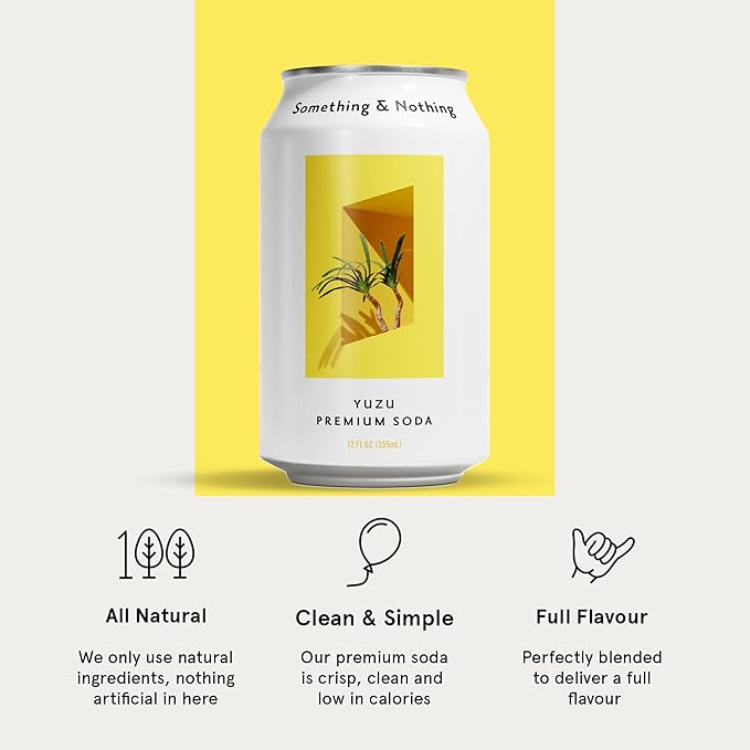 Something &amp Nothing Yuzu Flavoured Sparkling Water | Lightly Carbonated Full Flavoured with Added Grape &amp Lemon Juice | Vegan &amp Low Calorie Soda | 12 Fl Oz Cans (Pack of 12)