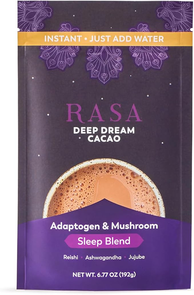 Rasa Deep Dream Cacao – Adaptogenic Mushroom Sleep Blend | Vegan Gluten Free with Reishi + Ashwagandha + Jujube (6.77 oz. / 24 Servings)