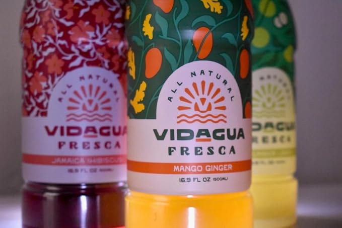 Vidagua Agua Fresca Mango Ginger Ready-to-Drink Fruit Beverage 16.9 fl oz Bottles Pack of 12