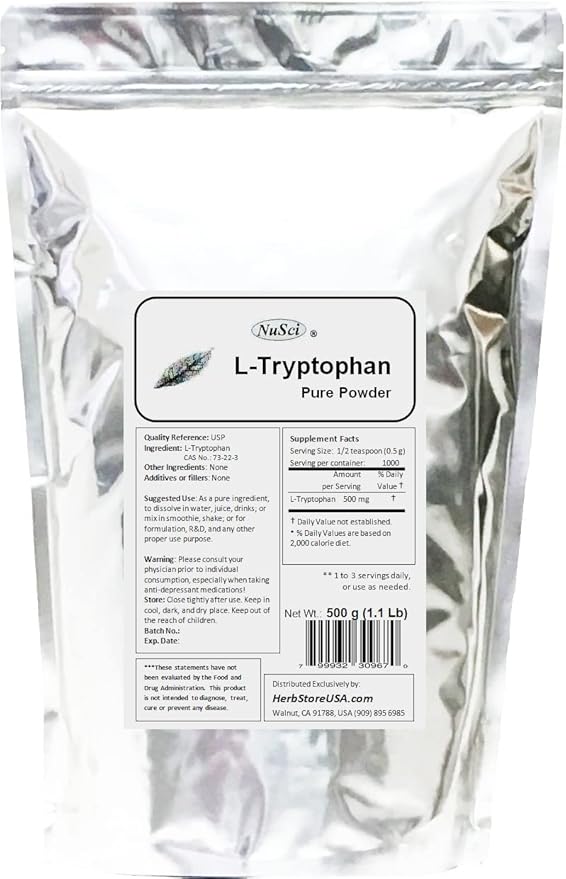 Pure L-Tryptophan Powder (227 gram (8.0 Ounce))