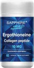 Sapphire Ergothioneine Collagen Supplement – L-Ergothioneine + Collagen Peptides + Hyaluronic Acid + Vitamin C &amp E – Advanced Anti-Aging Formula for Skin Joints &amp Cellular Health – 60 Capsule