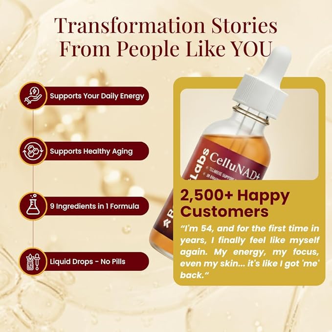 Liposomal NAD+ Supplement Liquid Drops - High Potency NMN Alternative for Cellular Energy Healthy Aging &amp Brain Fog - Fast-Absorbing NAD Liquid Formula (2oz)