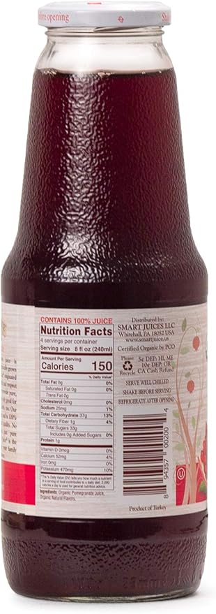 Smart Juice Organic Pomegranate Juice - 33.8 fl oz (1L) - (Case of 6)