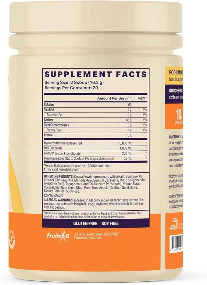 Podium Nutrition Morning Collagen Mocha 20 Servings Collagen Protein Gluten Free Soy Free