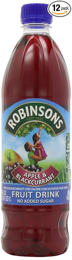 Robinson's Fruit Drink Apple &amp Blackcurrant No Added Sugar 1 Liter Plastic Bottles (Pack of 12)