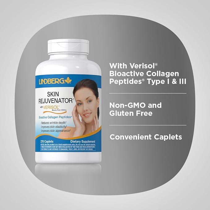Lindberg Skin Rejuvenator with Verisol | 270 Tablets | with Collagen Peptides | for Hair Skin and Nails Supplement