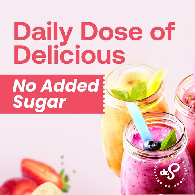 Dr. Smoothie 100% Crushed Strawberry Banana – No Added Sugar Made with Real Fruits/Fruit Juice – Vegan No Artificial Colors or Flavors – Juicy Strawberries &amp Creamy Banana – 46 oz Bottle