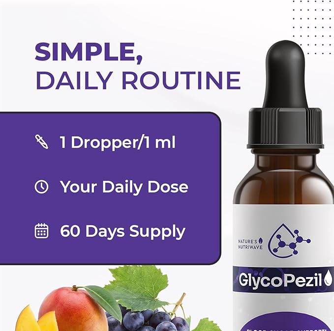 GlycoPezil – Daily Liquid Botanical Supplement with Chromium Maca Root Ginseng &amp Plant Extracts – Clean Stimulant-Free Formula – GMP-Certifed Non-GMO Made in USA - 2 fl oz 2 Month Supply