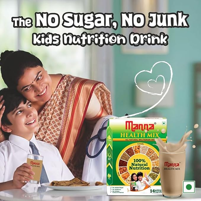 Manna Health Mix | 100% Natural Multigrain Nutrition Drink Kids | Multi Millet Health Drink Mix Powder 2kg (1kg x 2 Packs) | Sathu Maavu | Porridge