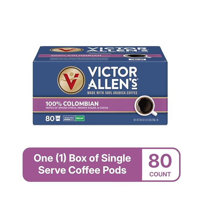 Victor Allen's Coffee Decaf 100% Colombian Medium Roast 80 Count Single Serve Coffee Pods for Keurig K-Cup Brewers