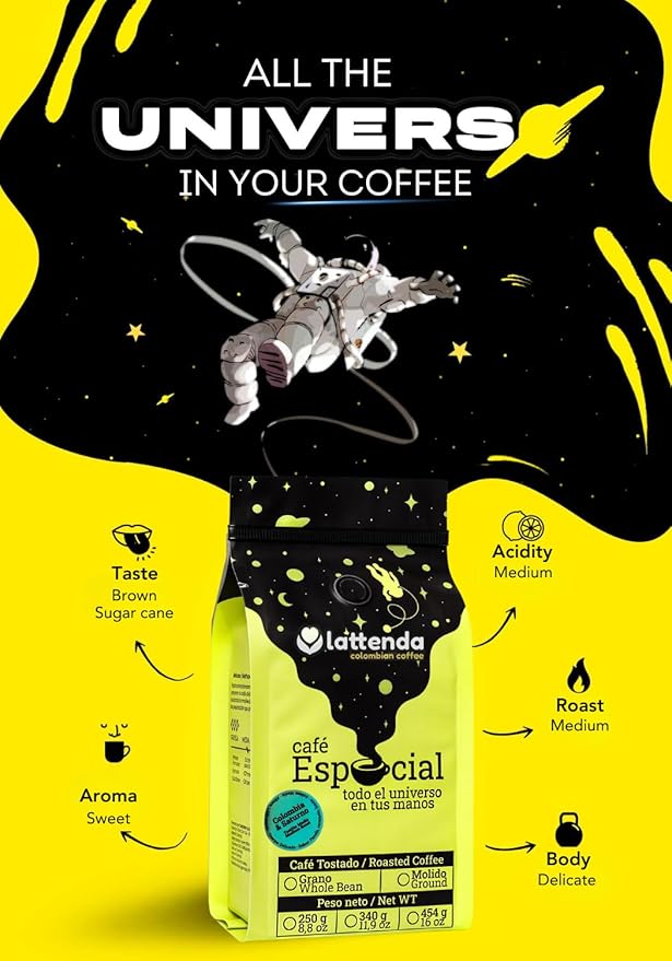 Lattenda Espacial Medium Roast Specialty Coffee (Ground) 454 Gr. - Caf Especial Colombiano Tostado